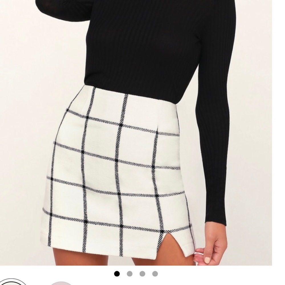 Lulus Spence White Plaid mini skirt NWT